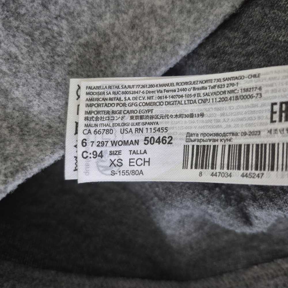 MNG by Mango Sweatshirt Womens XS Gray Crewneck Cropped Boxy Boho Pullover - Picture 5 of 8